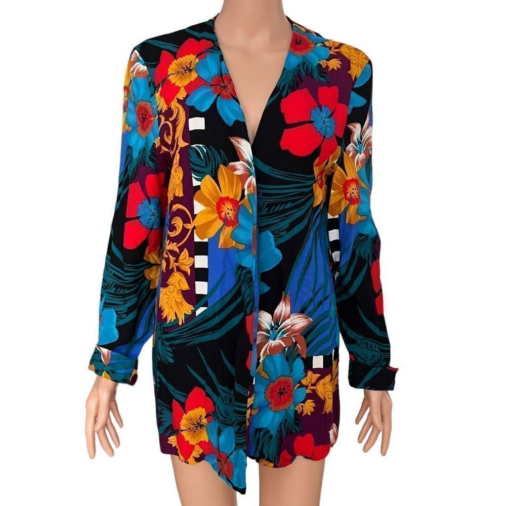 B.G.B Ltd vintage tropical floral open front blazer jacket size M